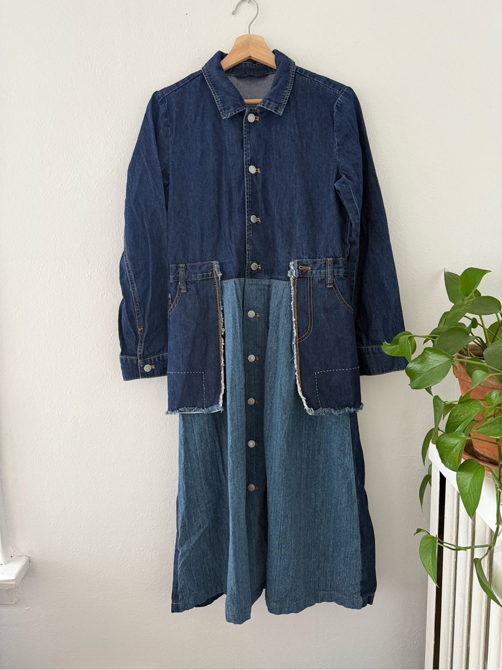 Women’s Two-Tone Blue Denim Long Jacket Dress